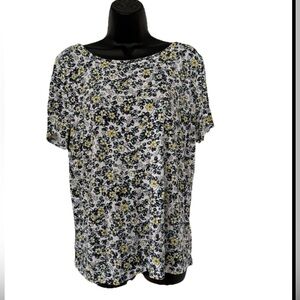 Jones New York Floral Print Scoop Neck Tee Size XL